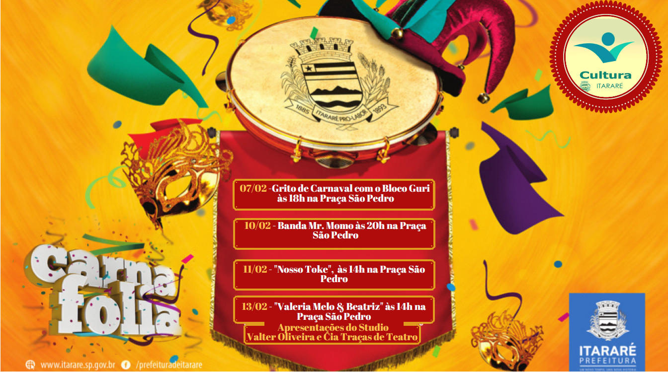 Prefeitura de Itararé (SP) divulga programação oficial do carnaval 2018