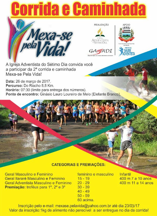 Itararé (SP), prepare-se para a 2ª corrida e caminhada Mexa-se pela Vida