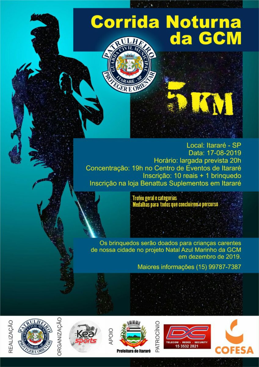 Guarda Civil Municipal de Itararé (SP) promove 1ª Corrida Noturna
