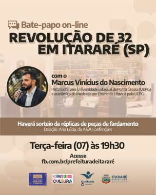 Semana da Revolução: Prefeitura de Itararé (SP) promove bate papo on-line sobre a Revolução de 32 no município Semana da Revolução: Prefeitura de Itararé (SP) promove bate papo on-line sobre a Revolução de 32 no município
