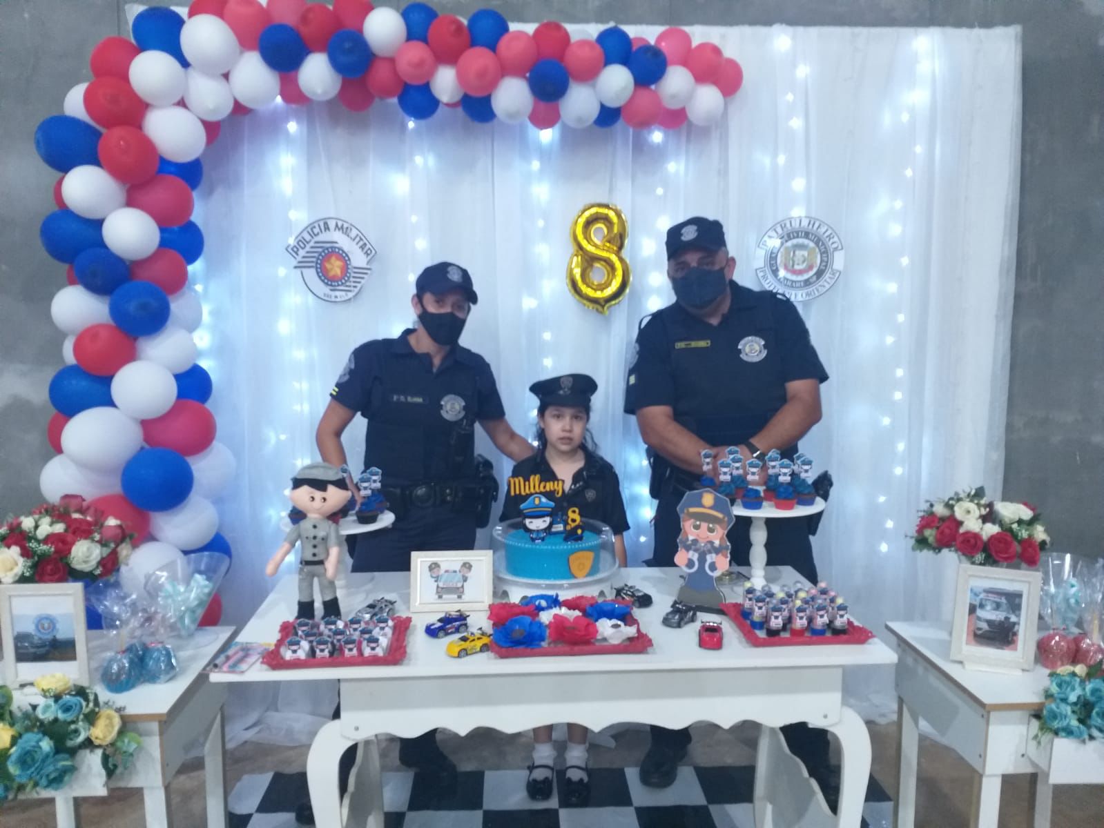 GCM de Itararé (SP) faz surpresa em festa de aniversário da pequena Milleny