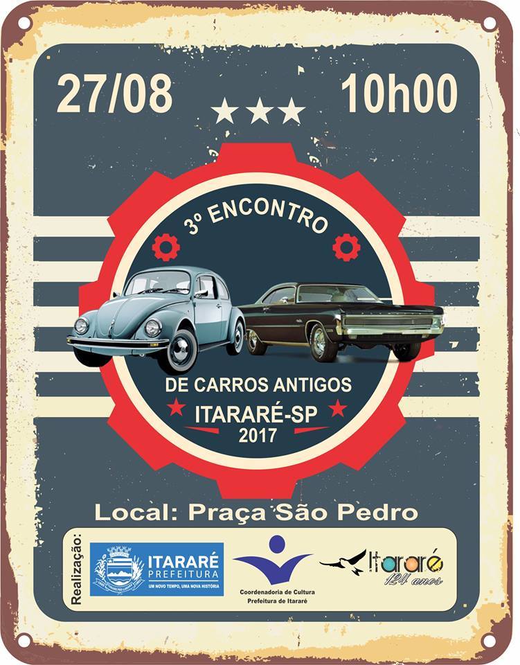 Encontro de carros antigos é um dos destaques deste final de semana em Itararé (SP)