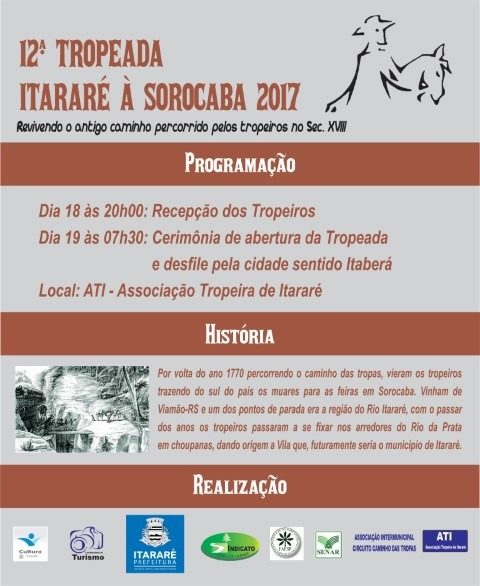 12ª Tropeada Itararé à Sorocaba (SP) parte dia 19 de maio