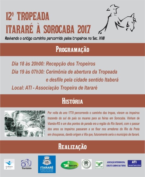 12ª Tropeada Itararé à Sorocaba (SP) parte dia 19 de maio