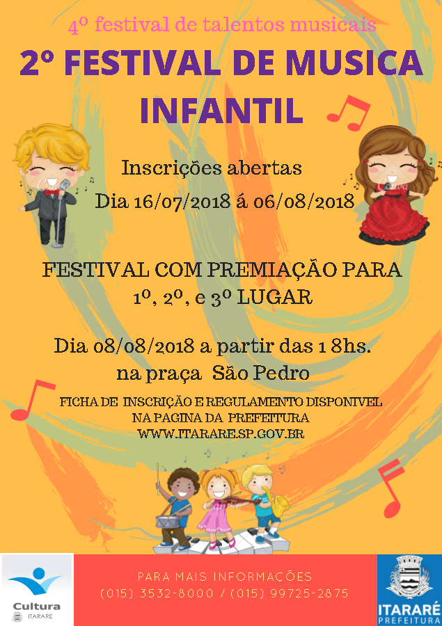 Seguem abertas as inscrições para 2º Festival de Música Infantil em Itararé (SP)