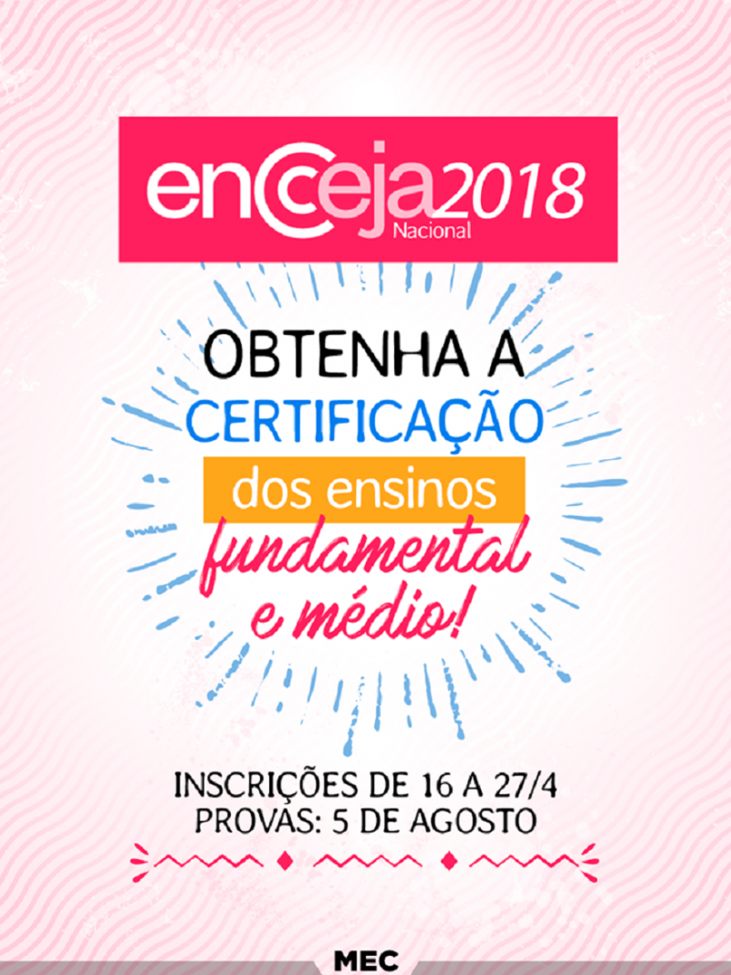 Abertas as inscrições para o Encceja 2018