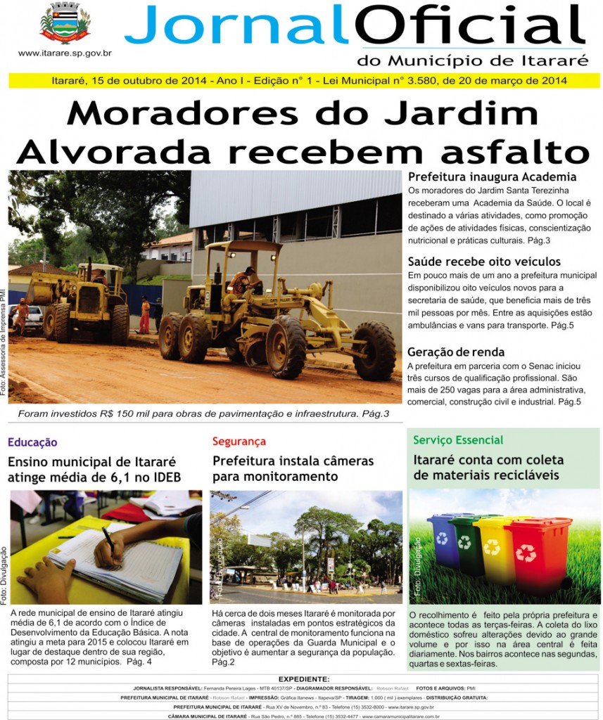 Prefeitura lança Jornal Oficial do Município