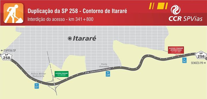 Interdição do acesso de Itararé (km 341,8 da Rodovia Francisco Alves Negrão – SP 258)