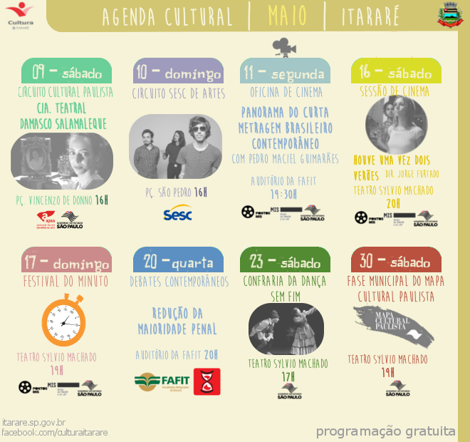 Coordenadoria de Cultura anuncia agenda do mês de maio